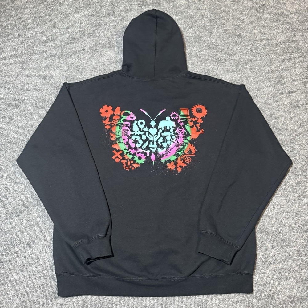 U2 UV Live at‎ Sphere Hoodie Adult L/XL Black Butterfly Graphic Band Las Vegas